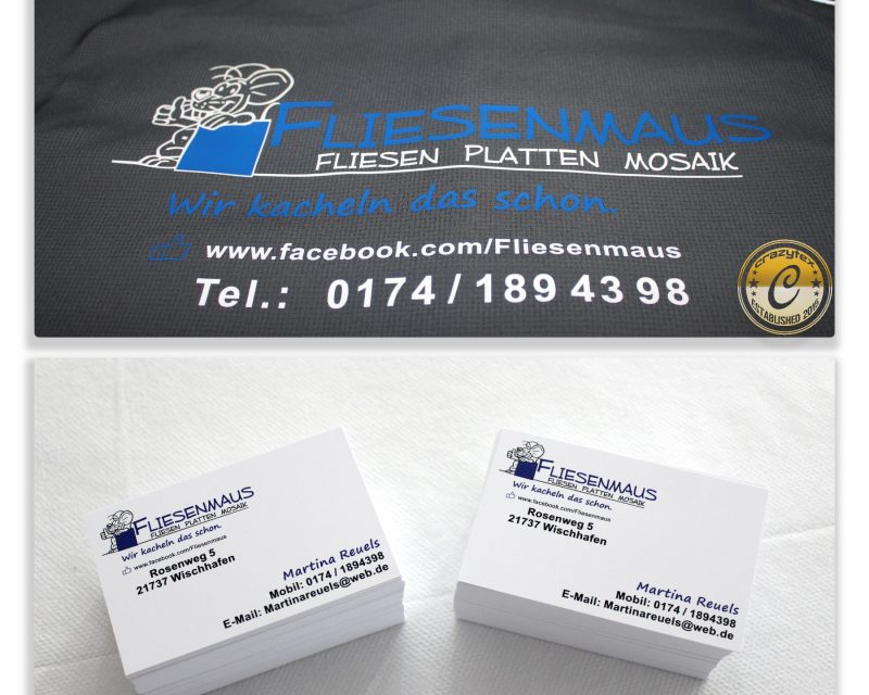 Schöne Arbeitsjacken für den Winter und eine Nachbestellung für Visitenkarten für unsere Kundin Fliesenmaus - Ihre professionelle Fliesenlegerin aus Wischhafen.
